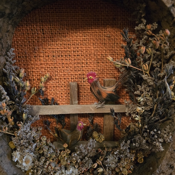 Vintage 1970's Cork Framed Miniature Pheasant Farm Scene Diorama - Picture 3 of 10